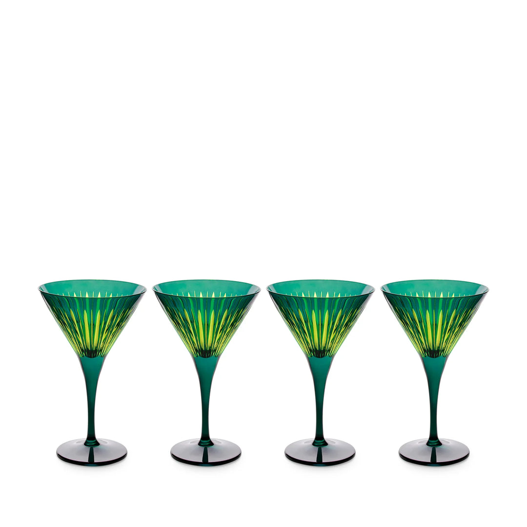 Prism Martini Glasses - Green (Set of 4)