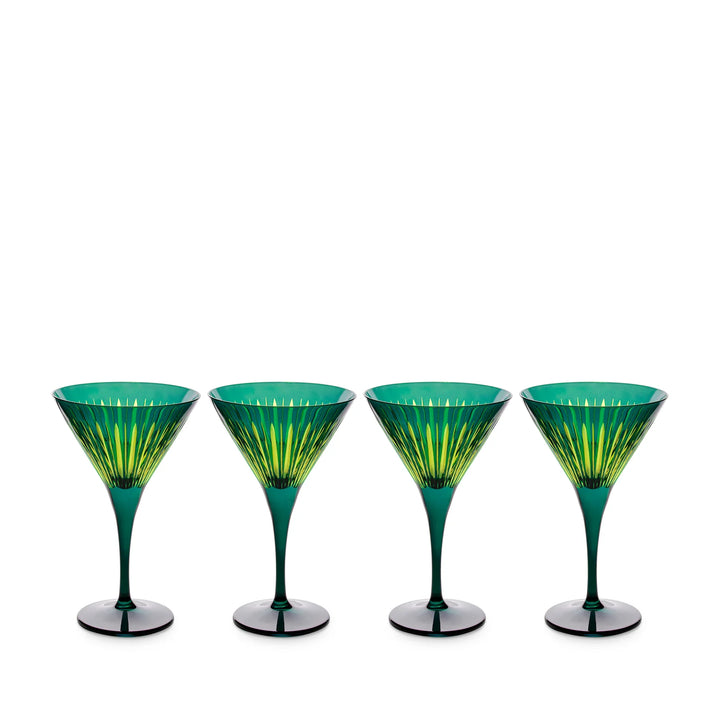 Prism Martini Glasses - Green (Set of 4)