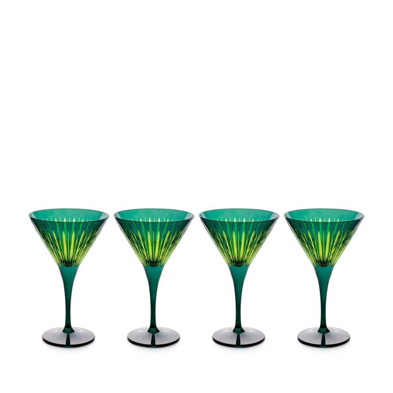 Prism Martini Glasses - Green (Set of 4)