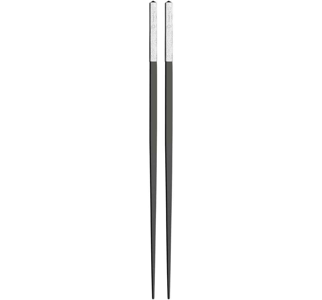 Jardin d'Eden - Japanese Chopsticks with Case - Silver Plated Black