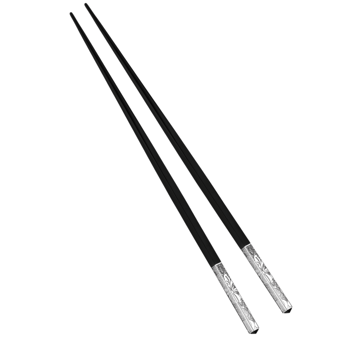 Jardin d'Eden - Japanese Chopsticks with Case - Silver Plated Black