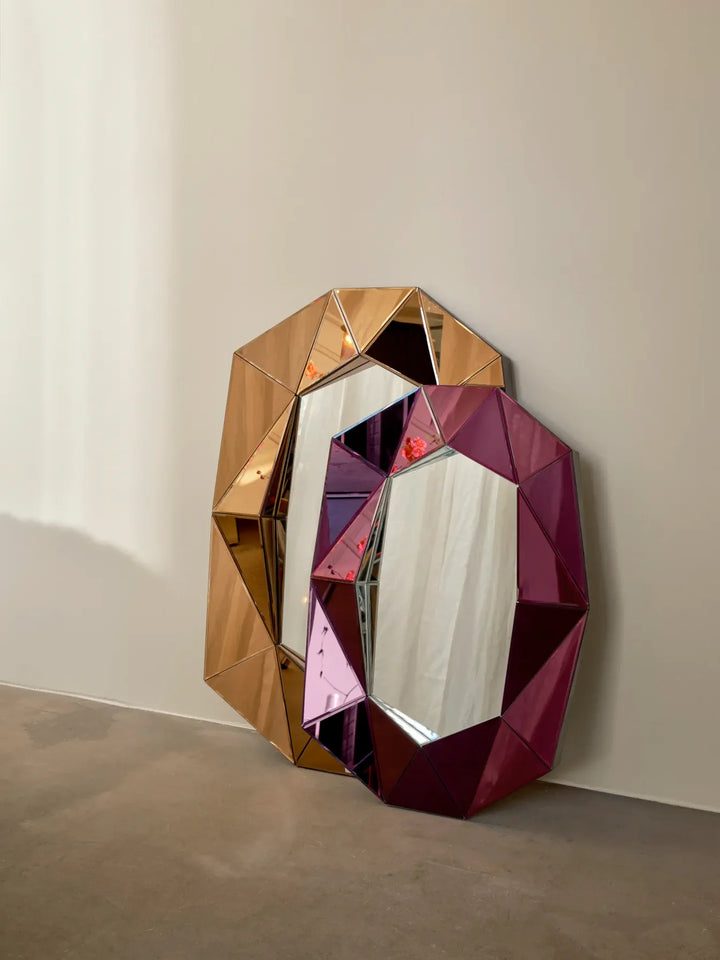 Mirror - Diamond Small - Burgundy/Silver
