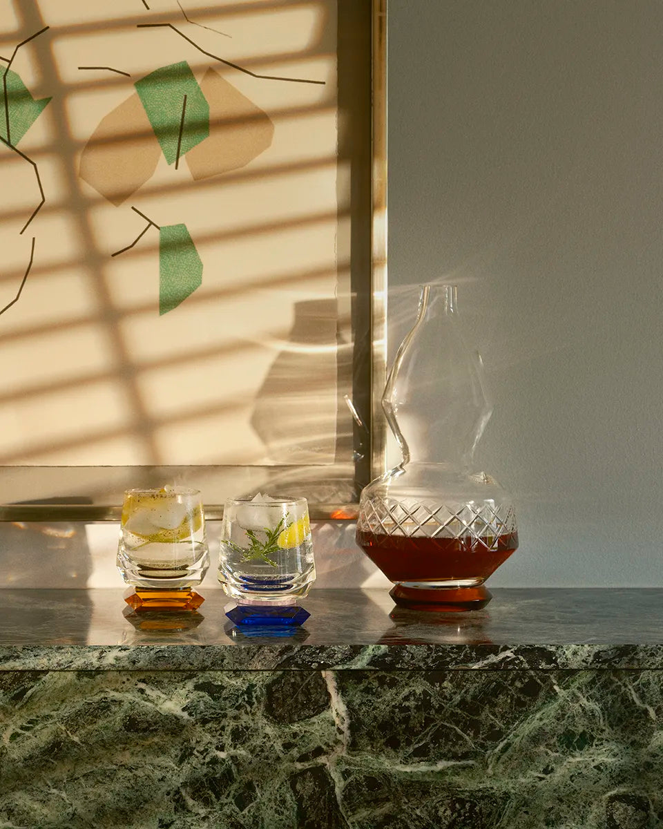 Whisky Glasses - Pair of Whimsy - Amber