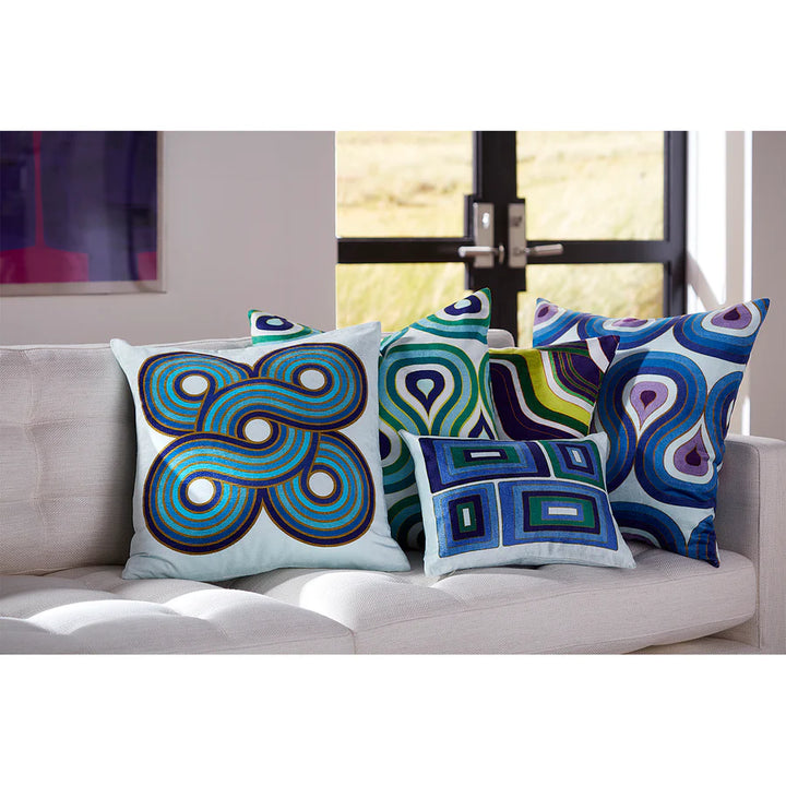 Emerald/Navy Milano Blocks Cushion