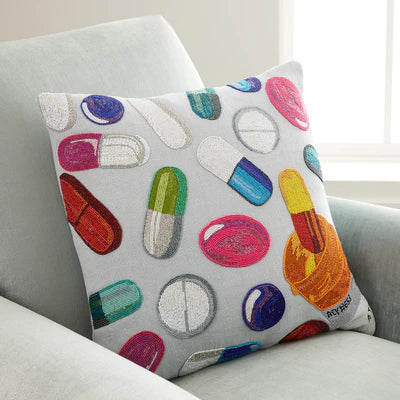 Happy Pills Beaded Cushion
