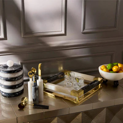 Como Black & White Square Tray
