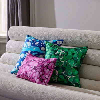 Marbleized Green Silk Cushion