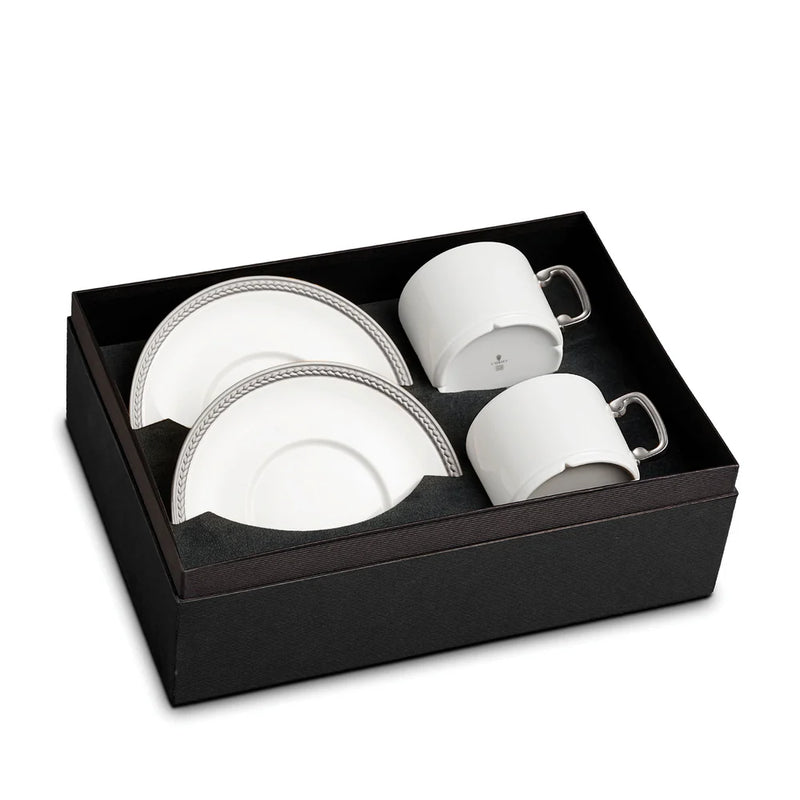 Soie Tressée Tea Cup + Saucer Platinum (Set of 2)