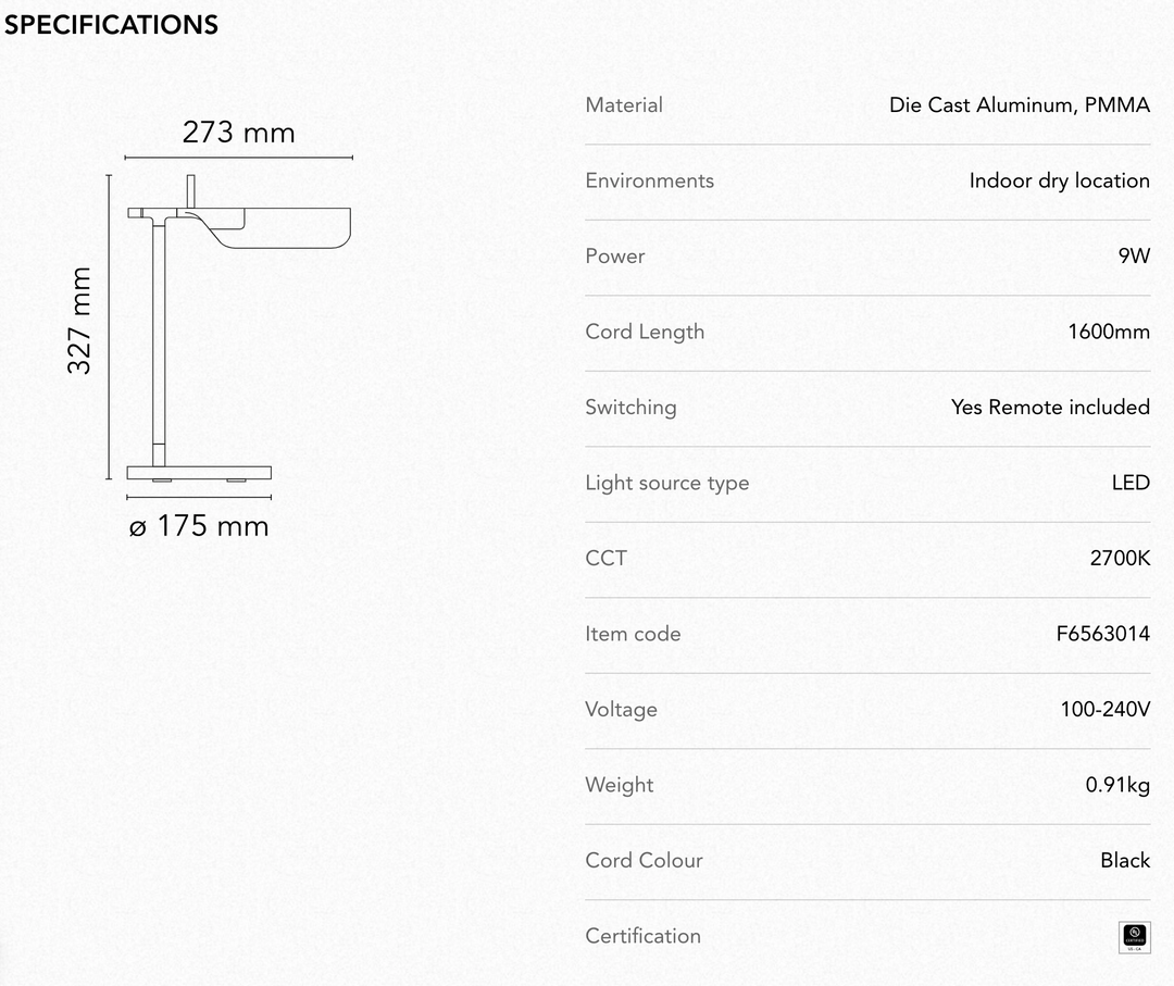 Table Lamp - Tab Table - Matt Blue