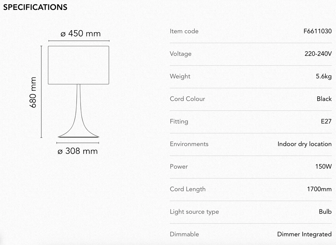 Table Lamp - Spun Light Table 2 - Black