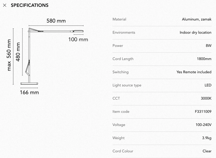 Table Lamp - Kelvin Led Base - White