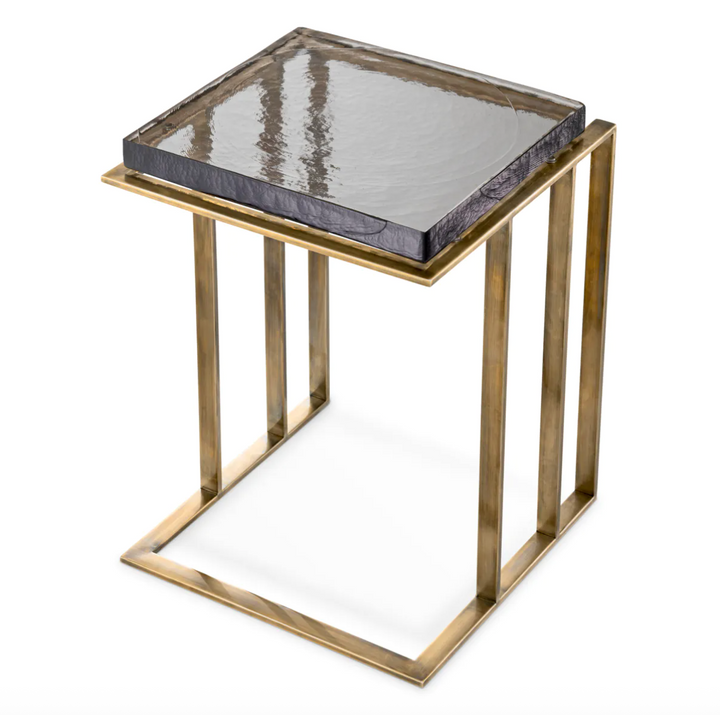 Side Table - Crescent - Vintage Brass Finish