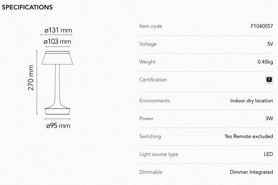 Table Lamp - Bon Jour Unplugged - Chrome
