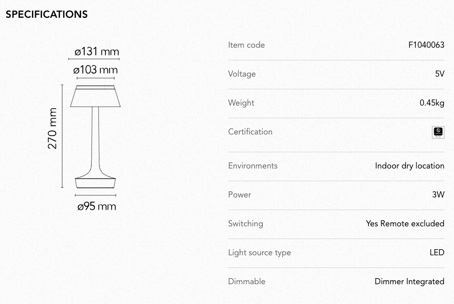 Table Lamp - Bon Jour Unplugged - Black Chrome