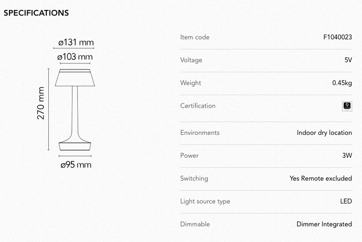 Table Lamp - Bon Jour Unplugged - Stormy Grey