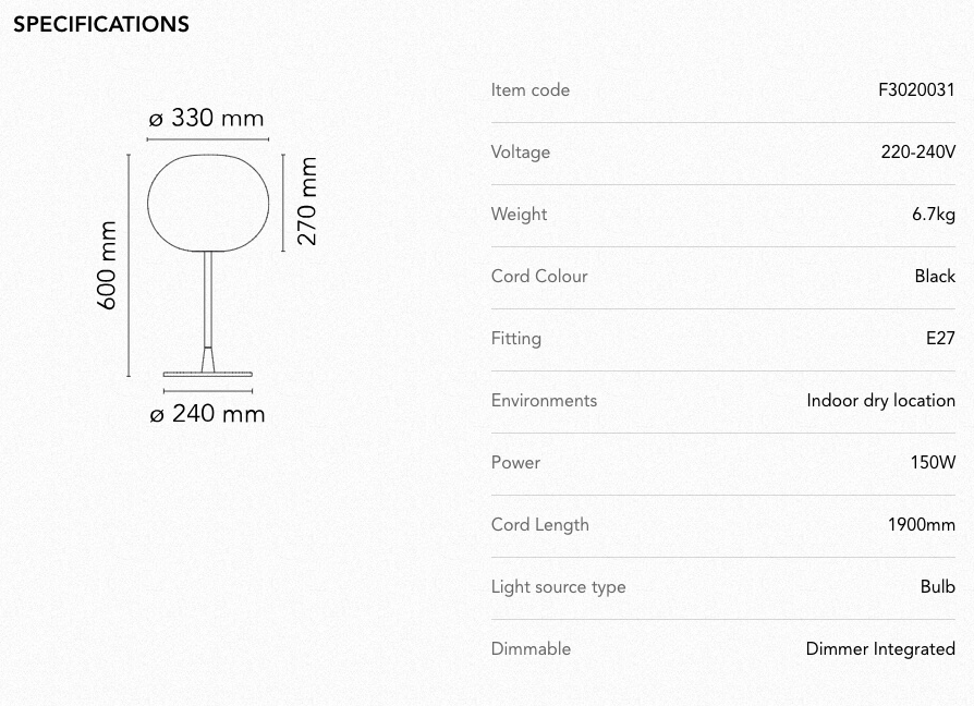 Table Lamp - Glo-Ball Table 1 - Matt Black