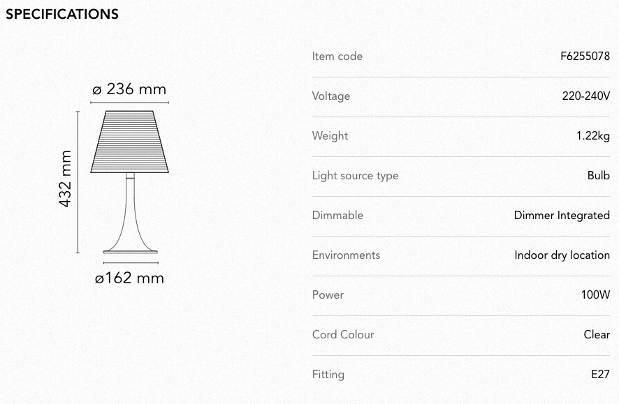 Table Lamp - Miss K - Transparent