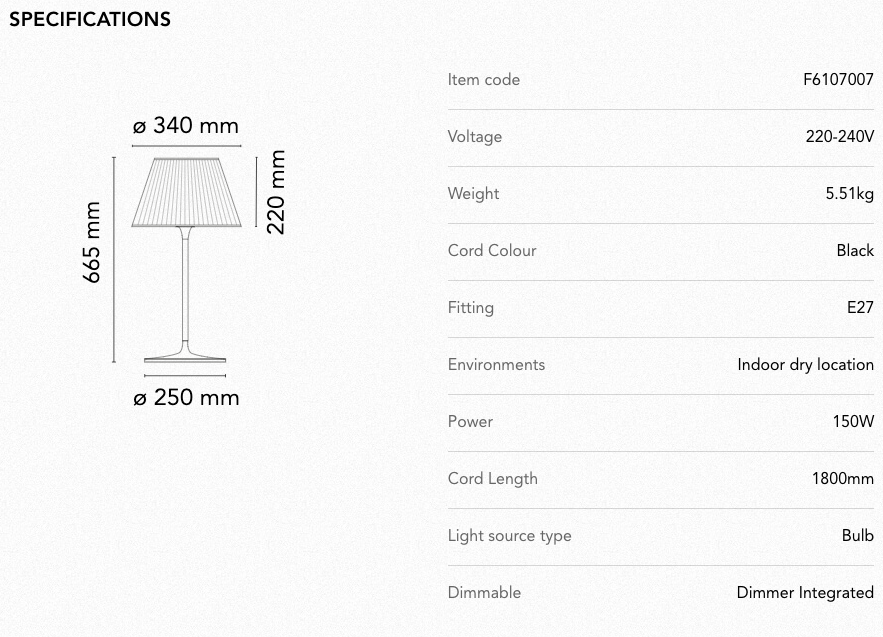 Table Lamp - Romeo Moon Table 1 - Fabric