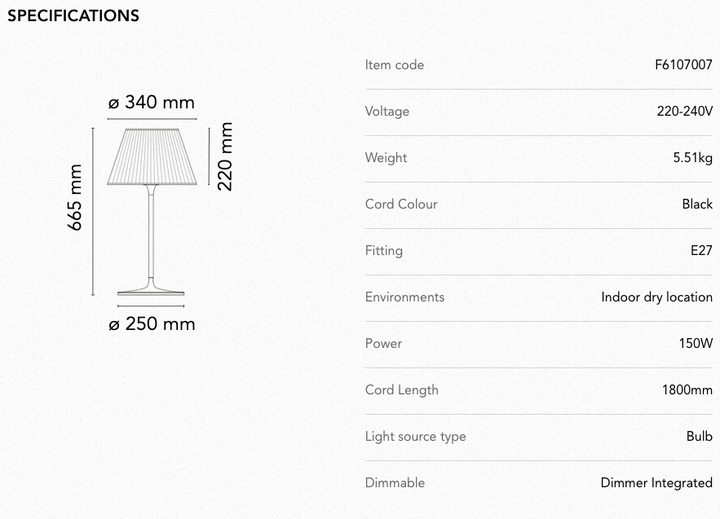 Table Lamp - Romeo Moon Table 1 - Fabric