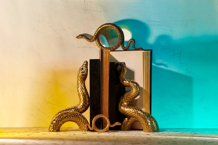 Snake Bookend Set - Gold