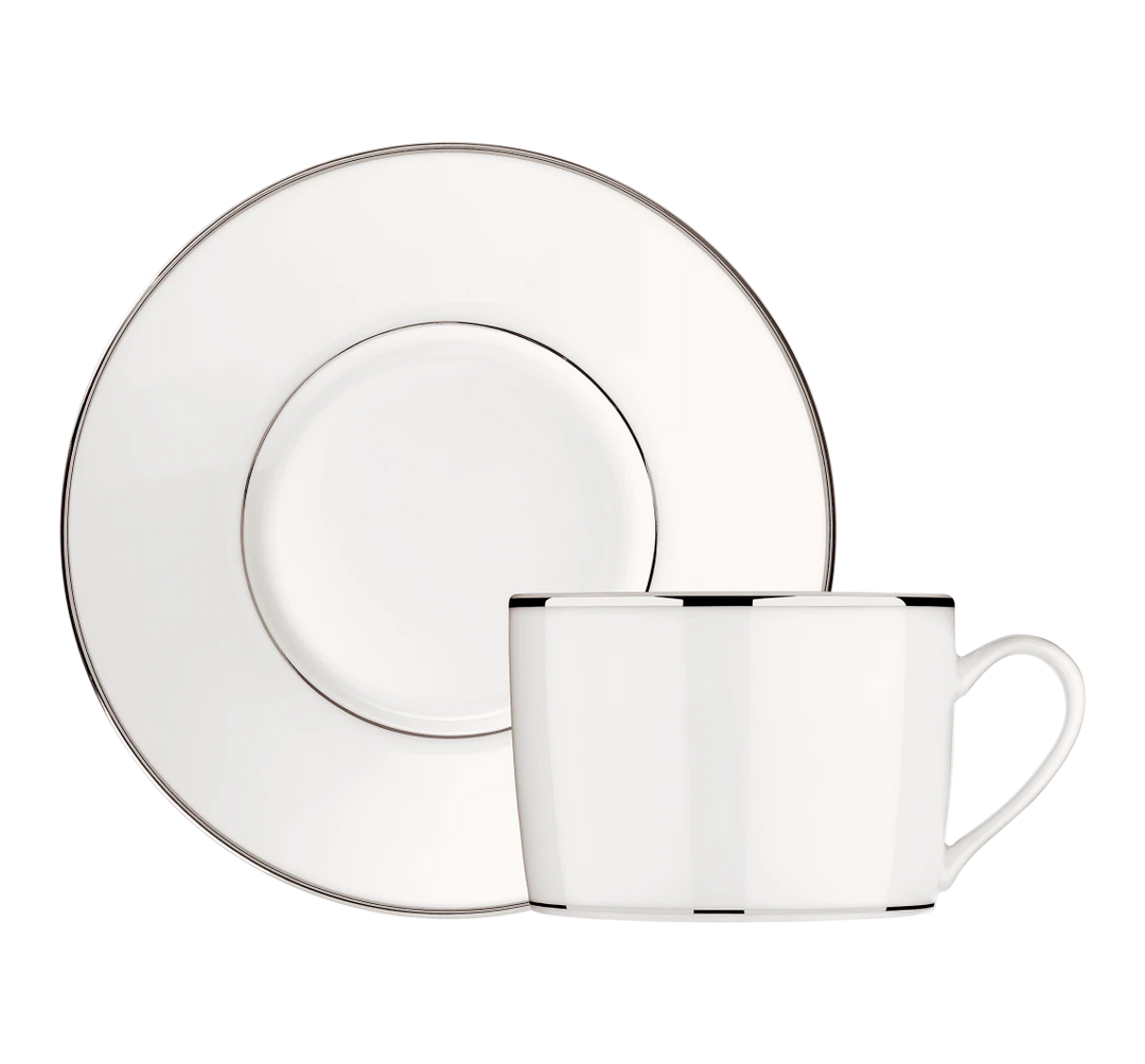 Albi - Coffee/Tea Cup and Saucer - Porcelain Platinum Finish