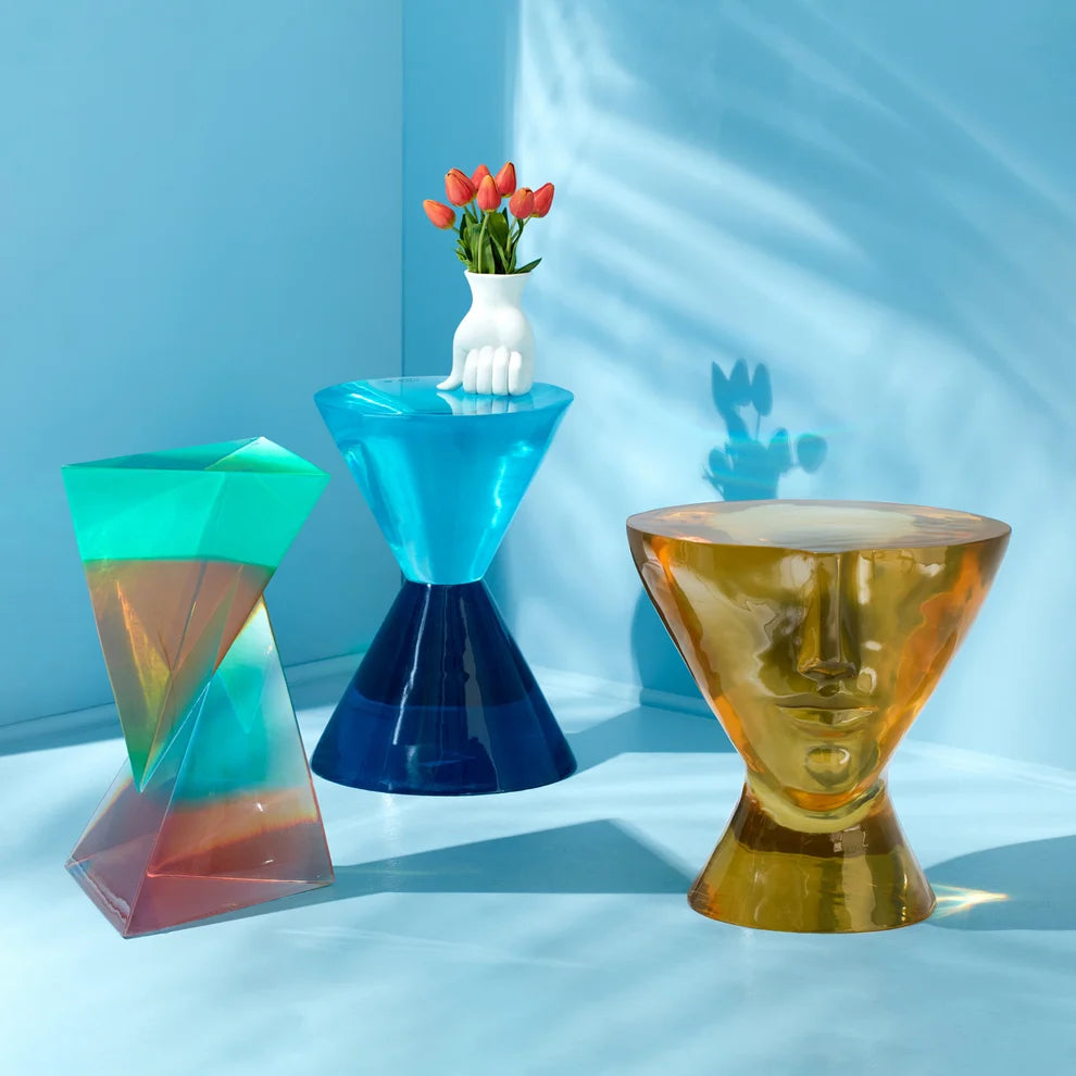 Bird Pedestal Bowl - Acrylic Turquoise