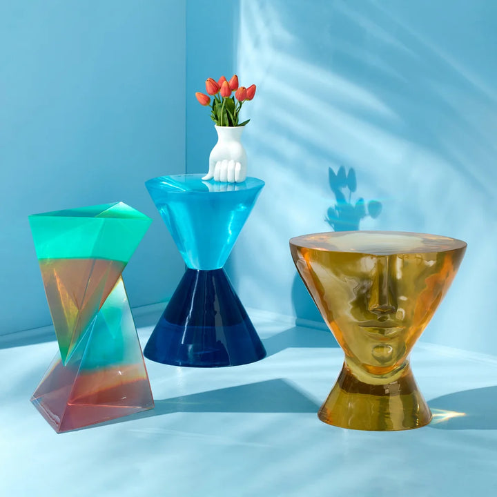 Bird Pedestal Bowl - Acrylic Turquoise