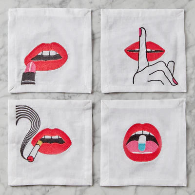 Lips Cocktail Napkins - Set of 4