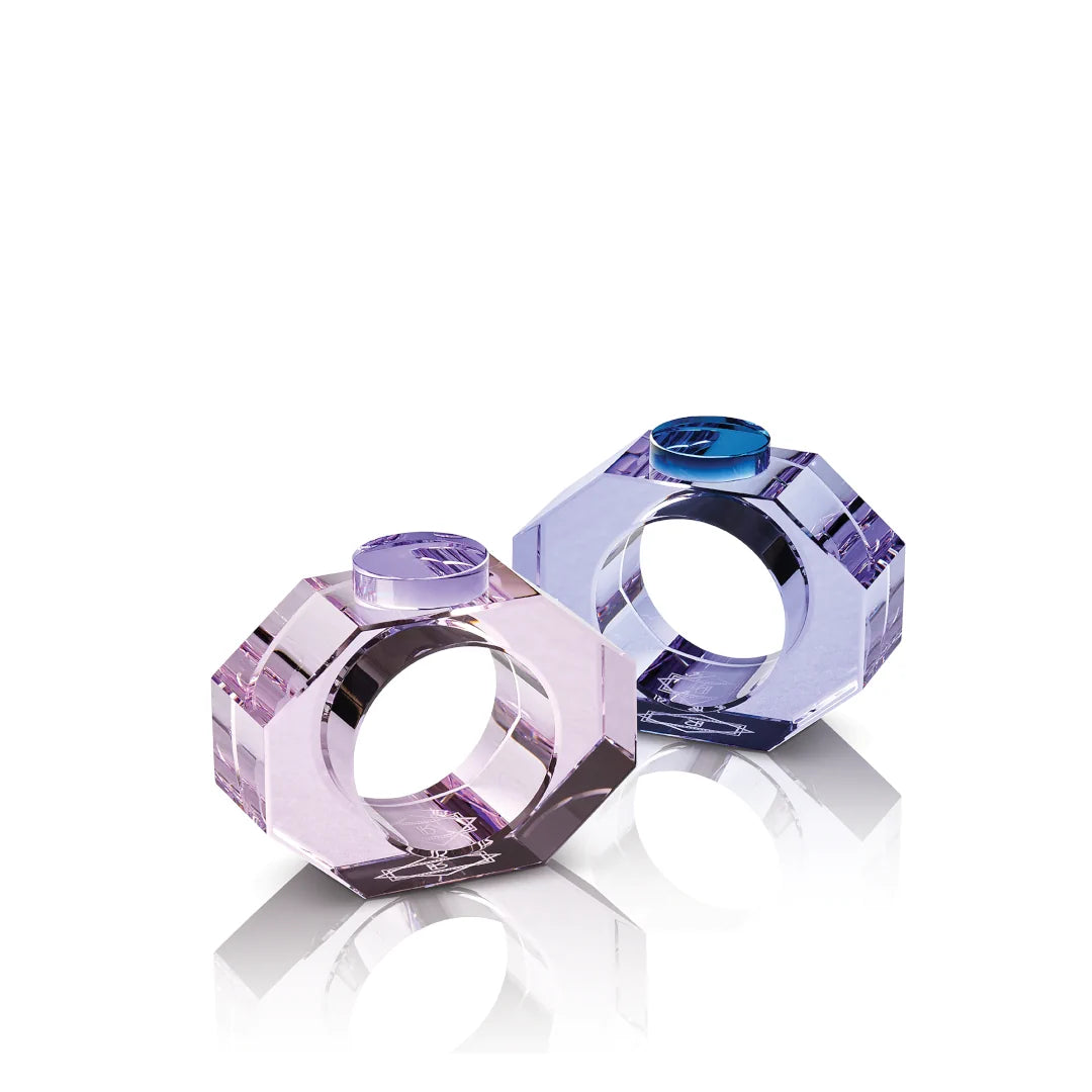 Pair of Shelby  - Napkin Rings - Rose/Purple & Purple/Blue