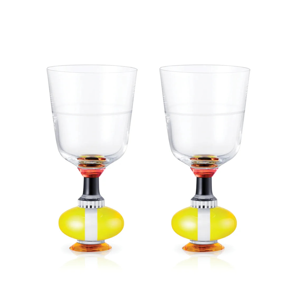 Pair of Richmond - Short Crystal Glasses - Bright Yellow