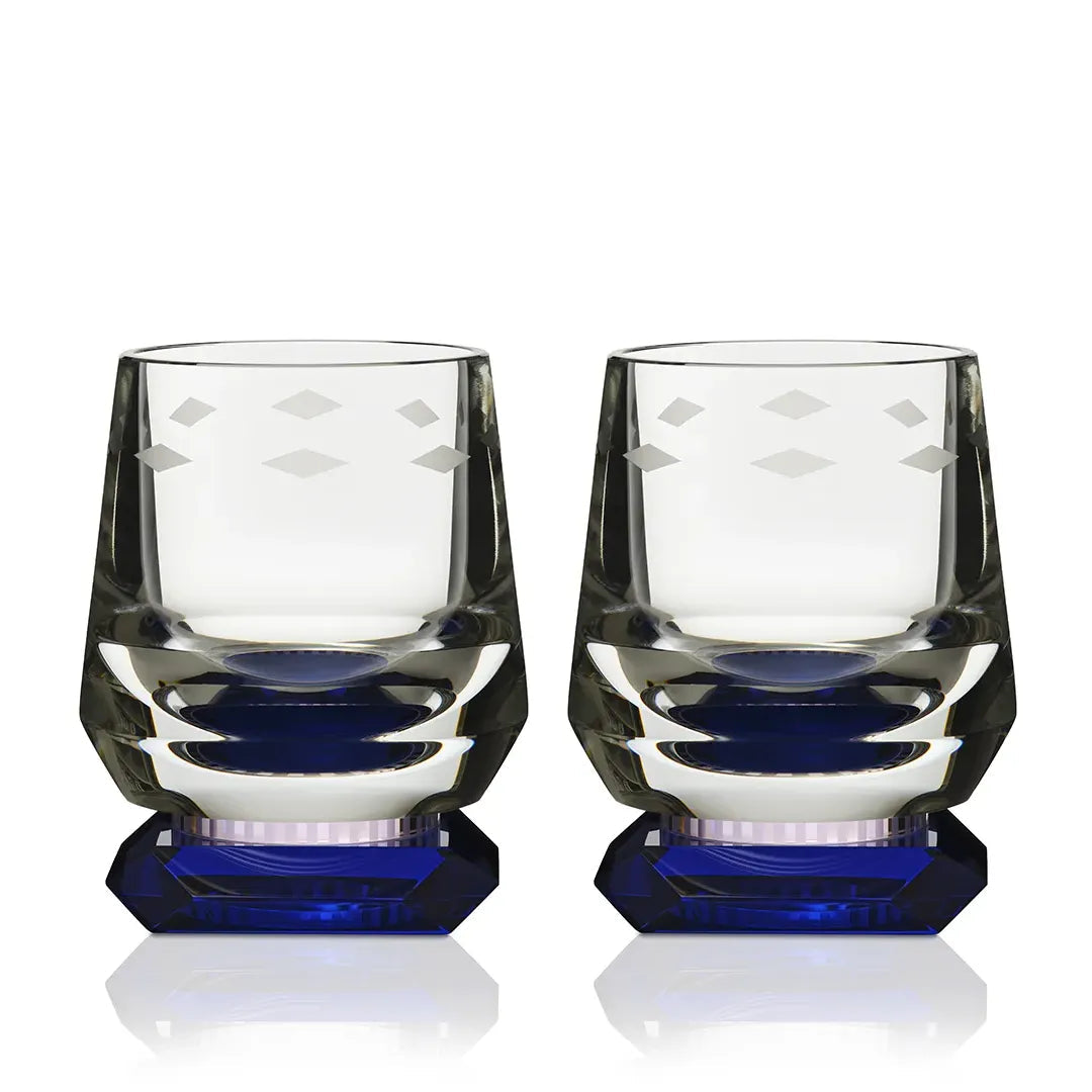Whisky Glasses - Pair of Whimsy - Blue