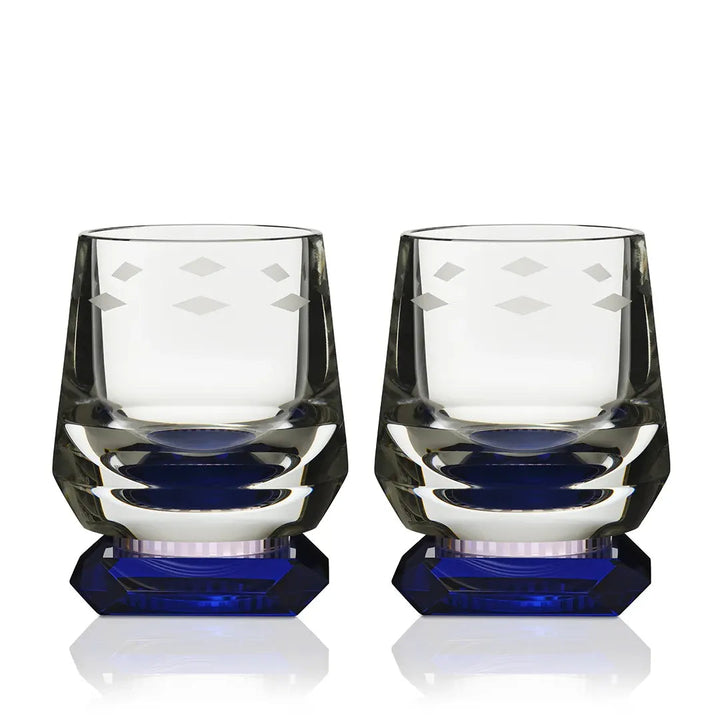 Whisky Glasses - Pair of Whimsy - Blue