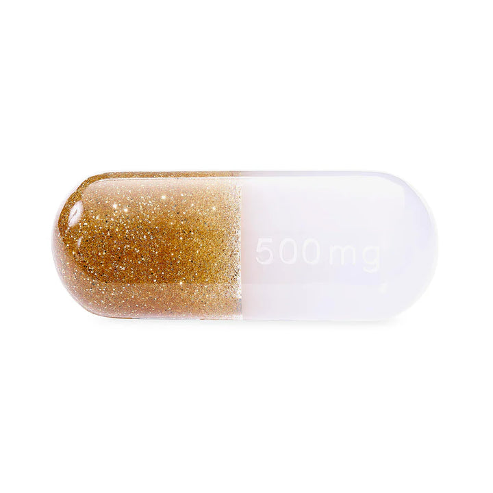 Large Acrylic Pill Gold