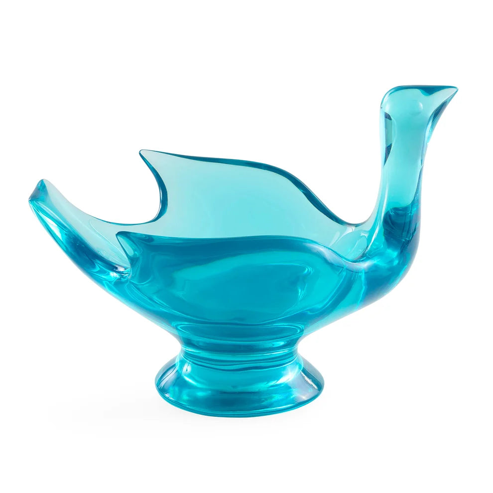 Bird Pedestal Bowl - Acrylic Turquoise