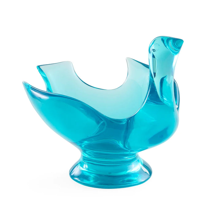 Bird Pedestal Bowl - Acrylic Turquoise