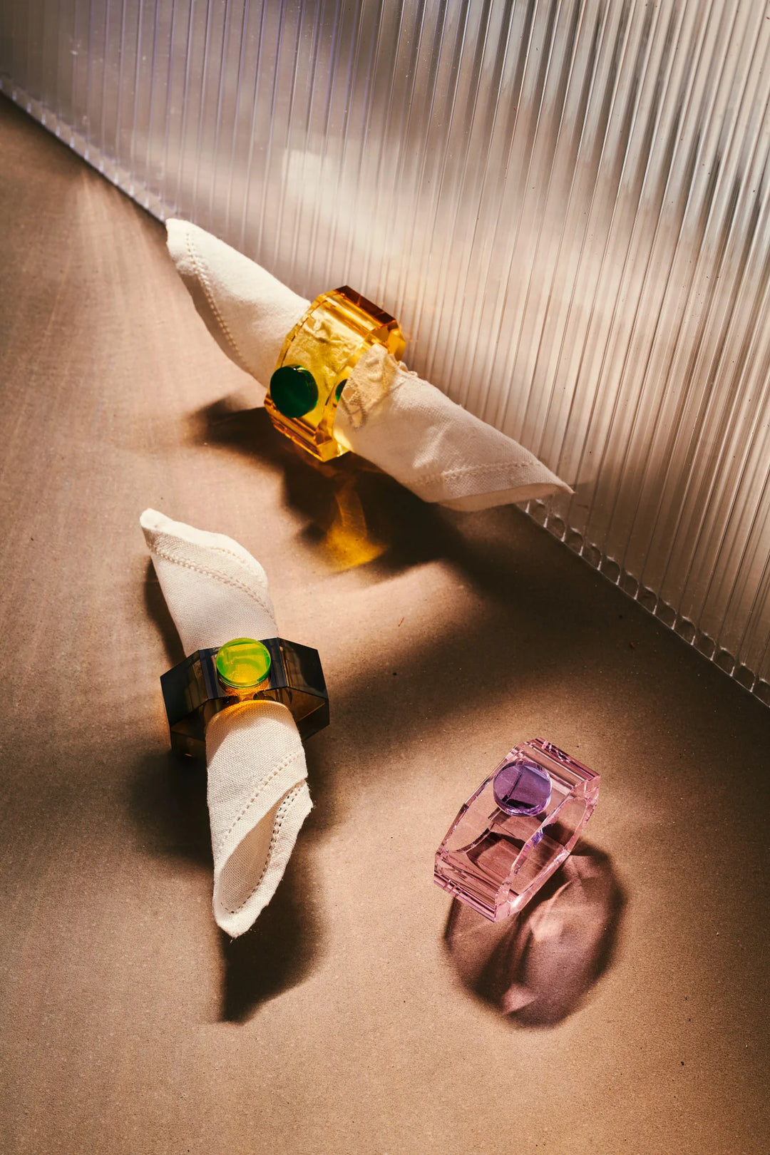 Pair of Shelby  - Napkin Rings - Rose/Purple & Purple/Blue