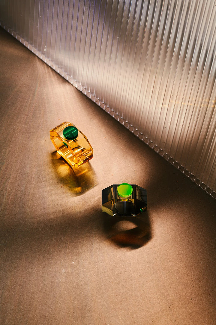 Pair of Shelby - Napkin Rings - Yellow/Green & Grey/Neon Yellow