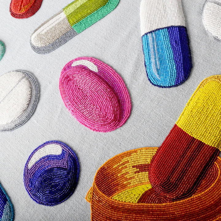 Happy Pills Beaded Art - 61x61 cm