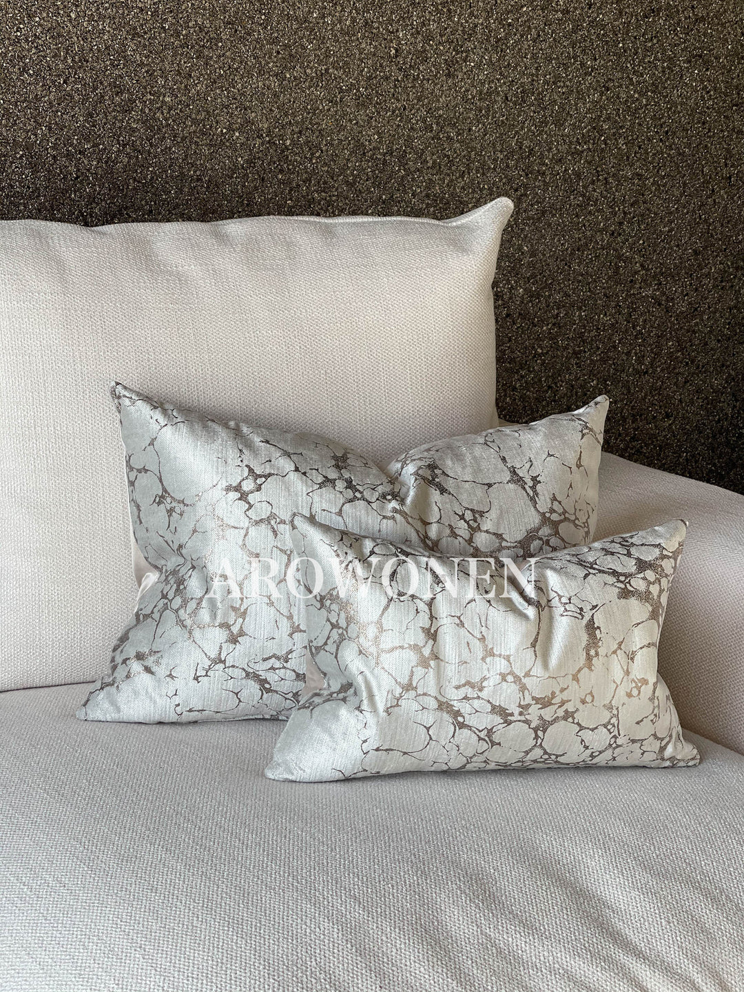 Decorative Cushion - Marble - Rose White