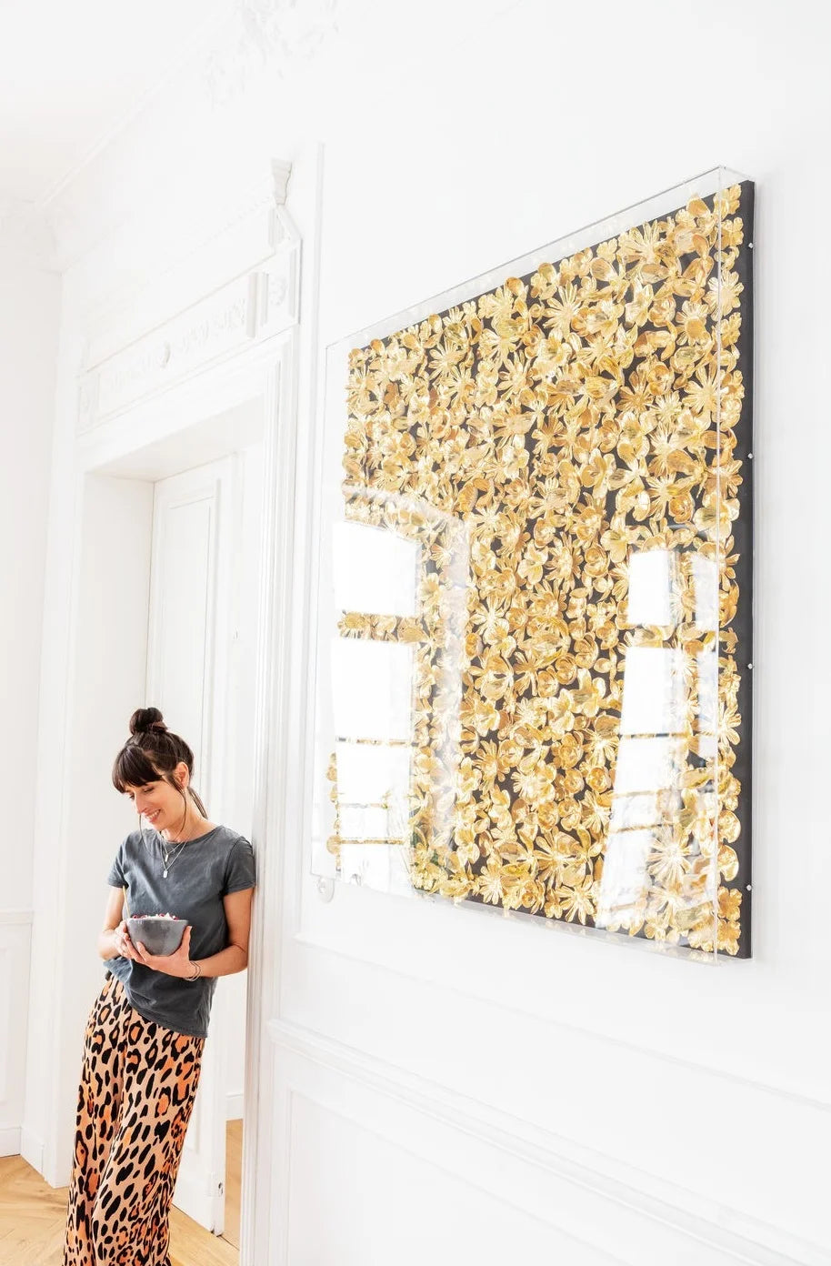 Deco - Frame - Gold flowers - 120x120cm