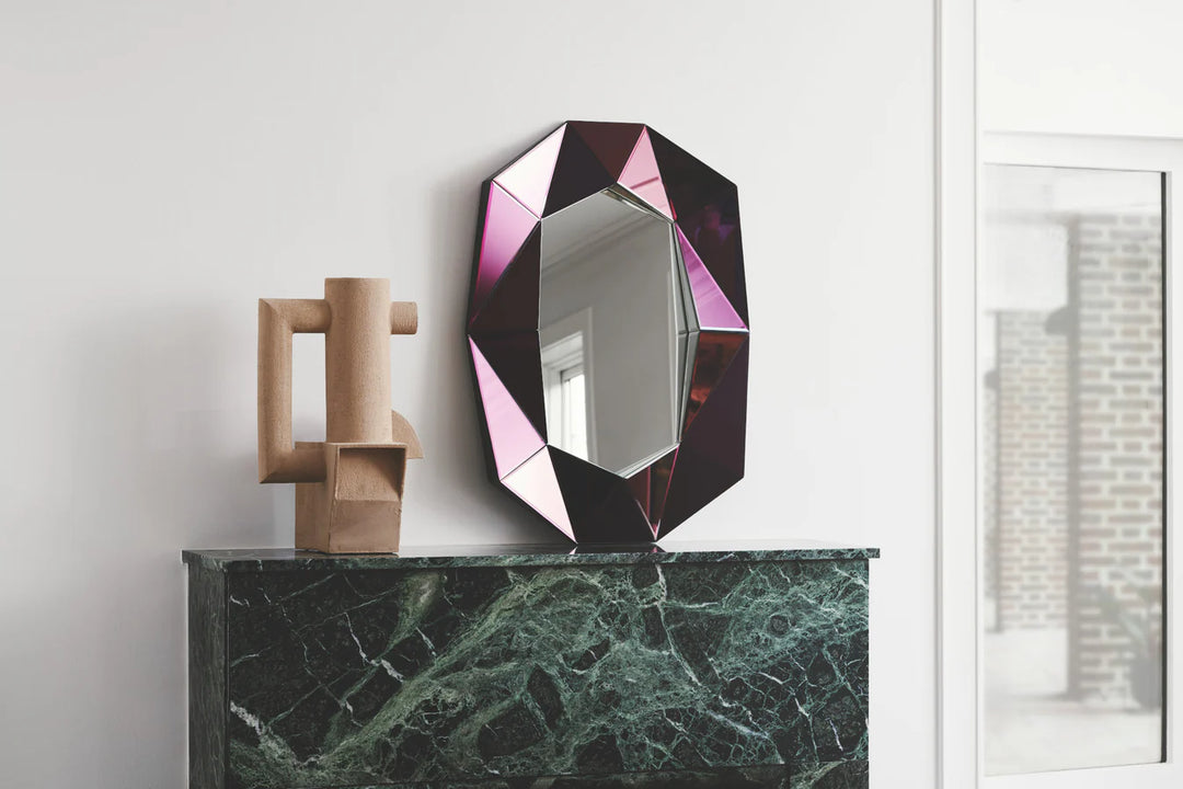 Mirror - Diamond Small - Burgundy/Silver