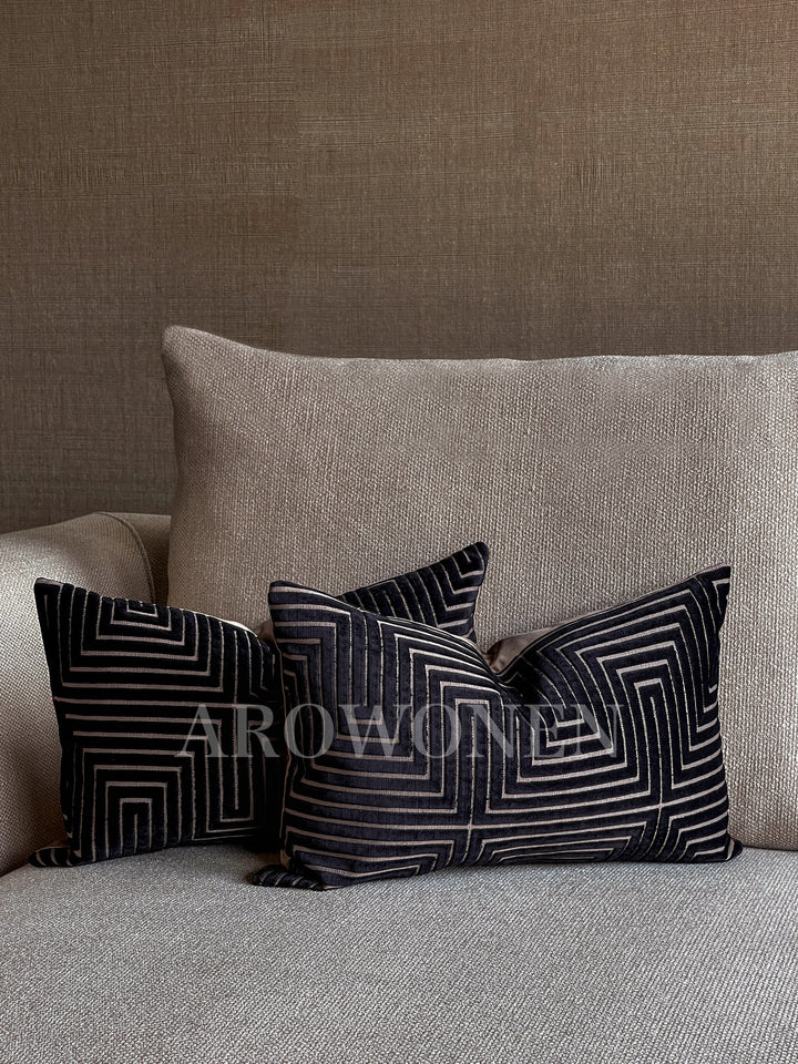 Decorative Cushion - The Maze - Black Taupe