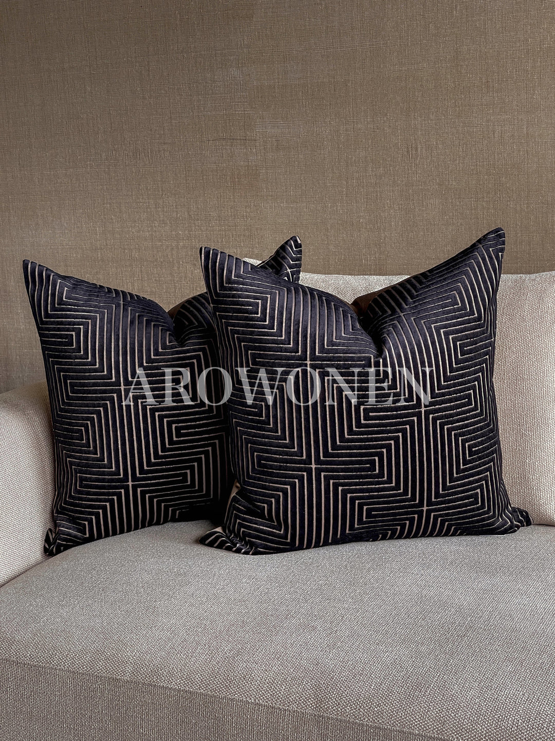 Decorative Cushion - The Maze - Black Taupe