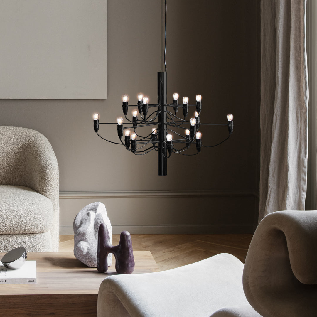Pendant Lamp - 2097/18 - Frosted Bulbs - Matt Black