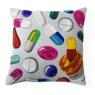 Happy Pills Beaded Cushion