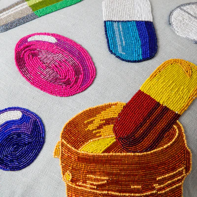 Happy Pills Beaded Cushion