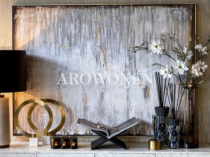 Art Canvas - Layers - Gold/White - 180x130cm