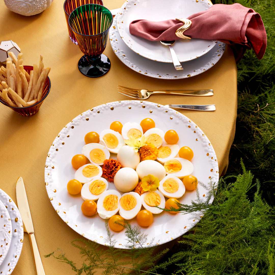 Haas Mojave Dinner Plate - White + Gold
