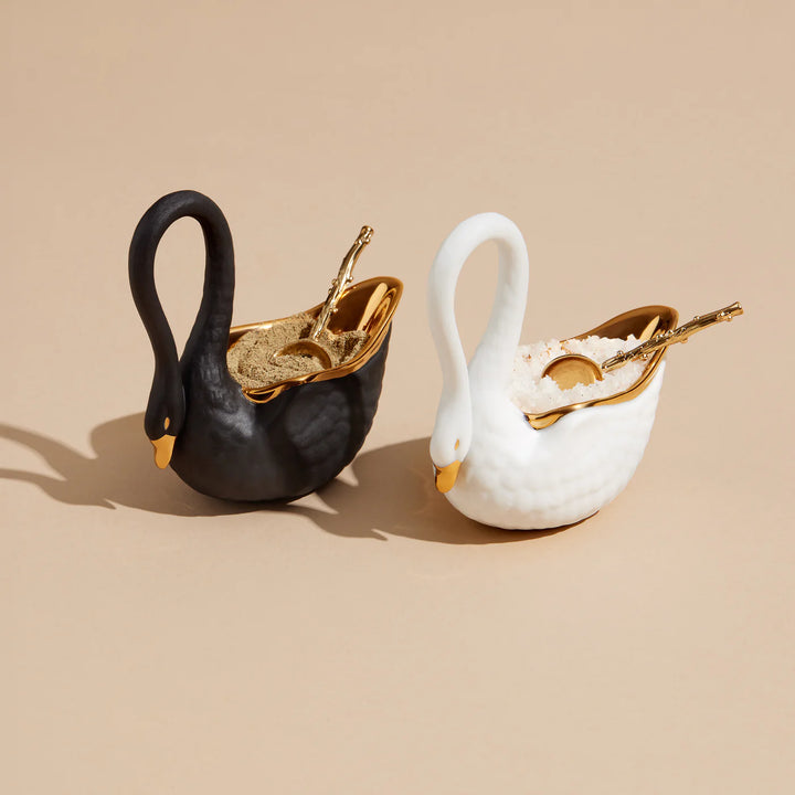 Swan Salt Cellar Black