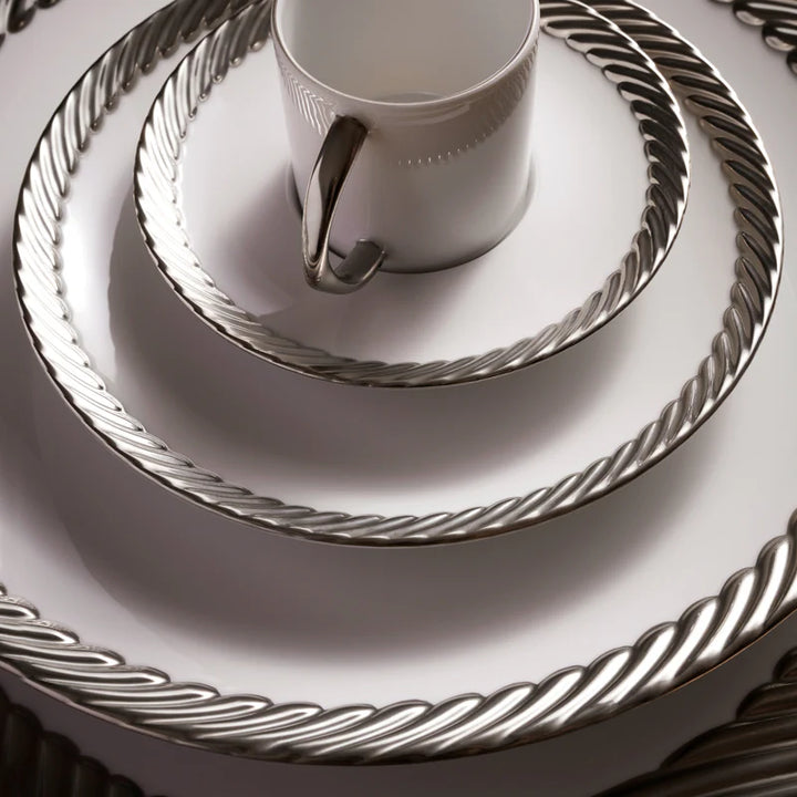 Corde Tea Cup + Saucer Platinum (Set of 2)